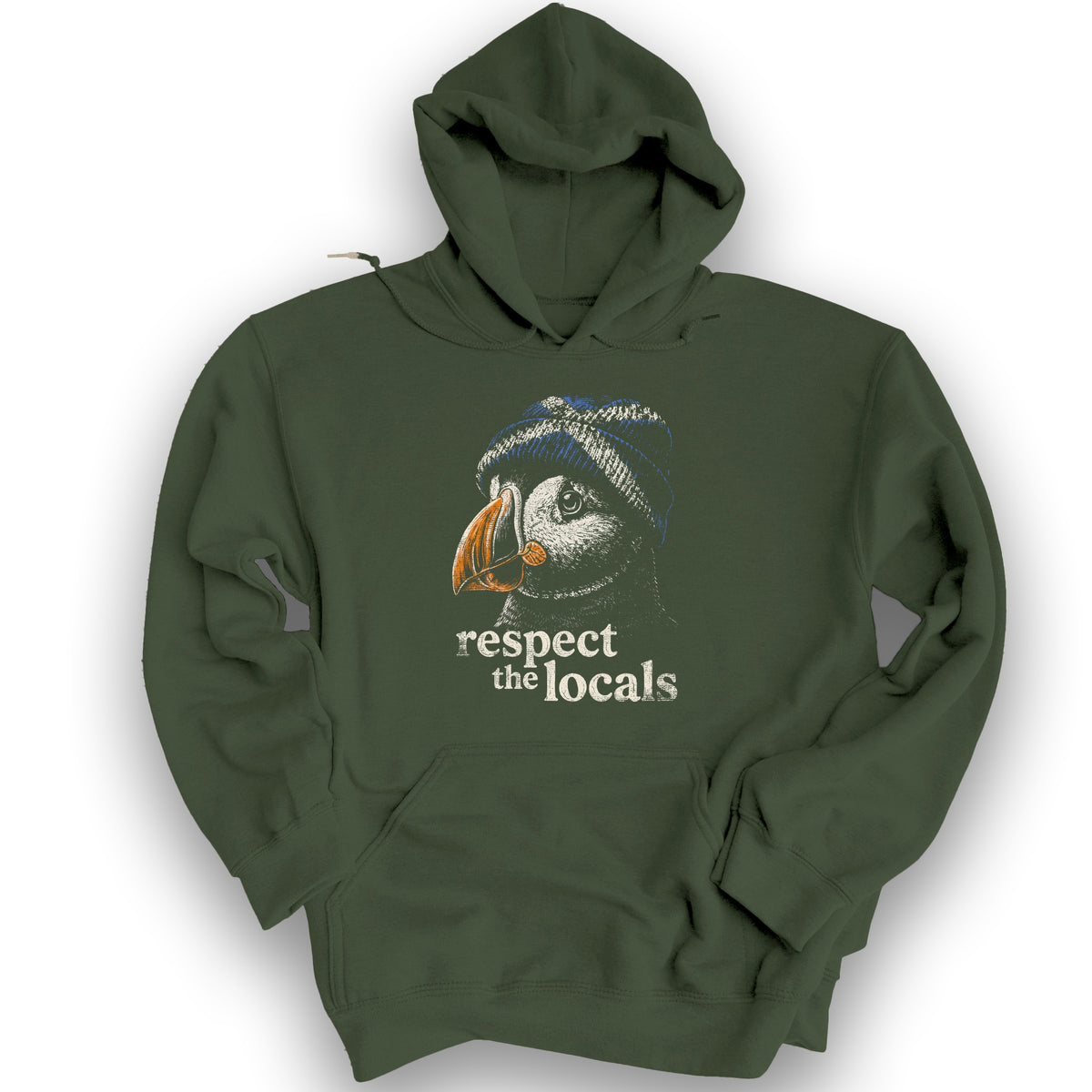Puffin Scotland Beanie Hoodie - Military Green