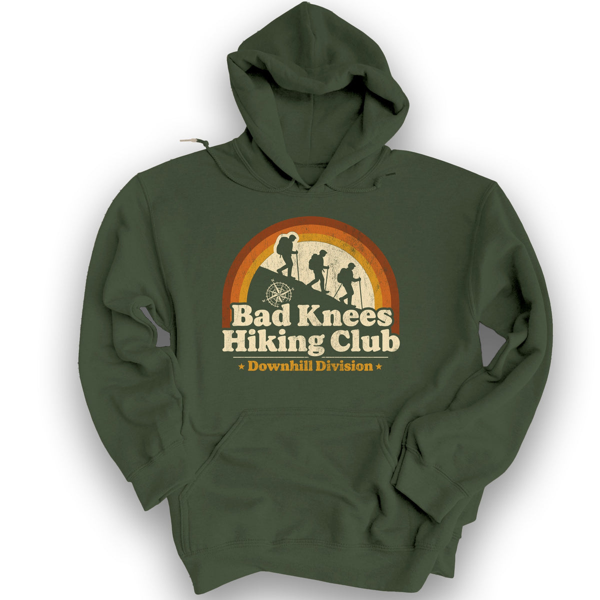 Bad Knees Hiking Club Hoodie - Military Green