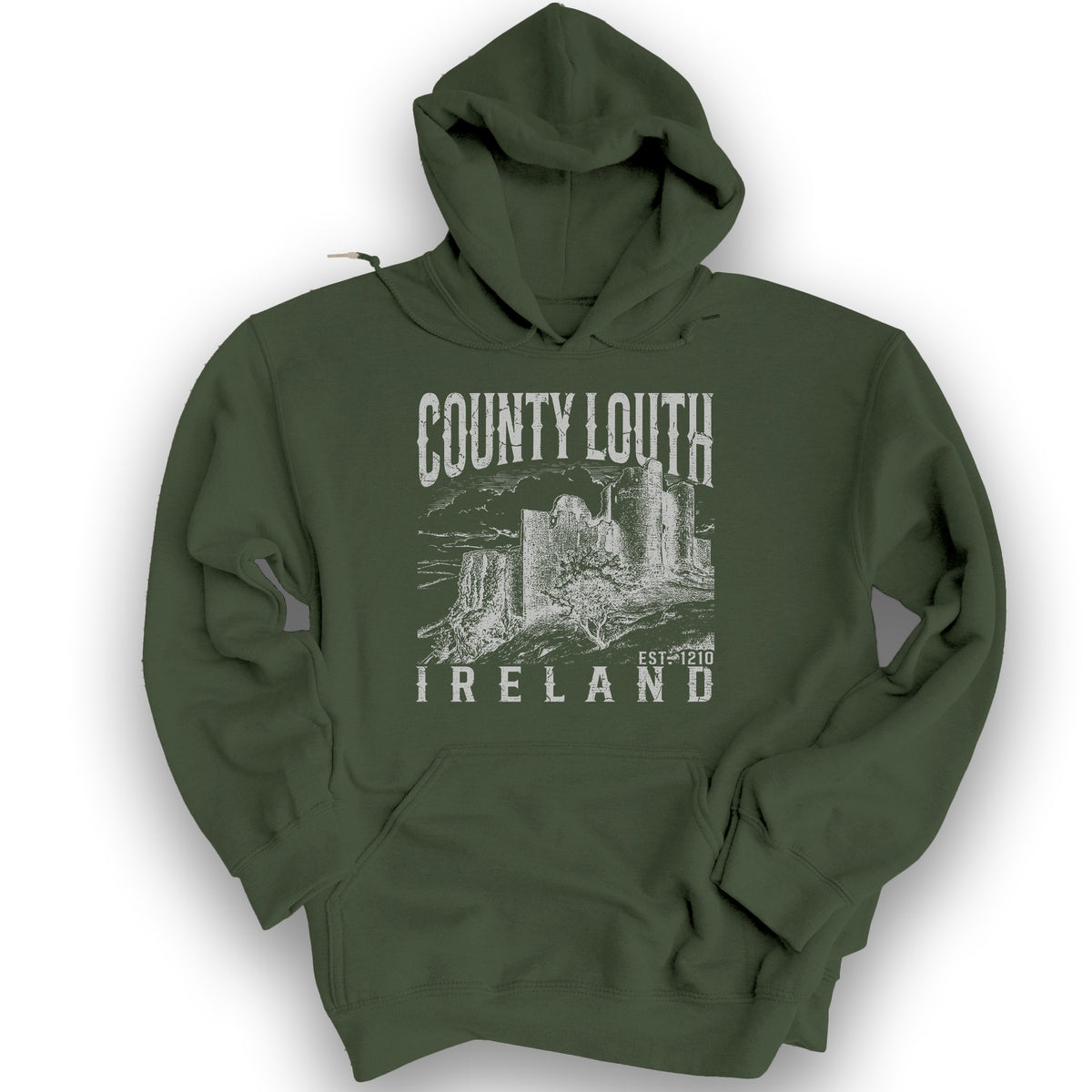 County Louth Ireland Hoodie - Military Green