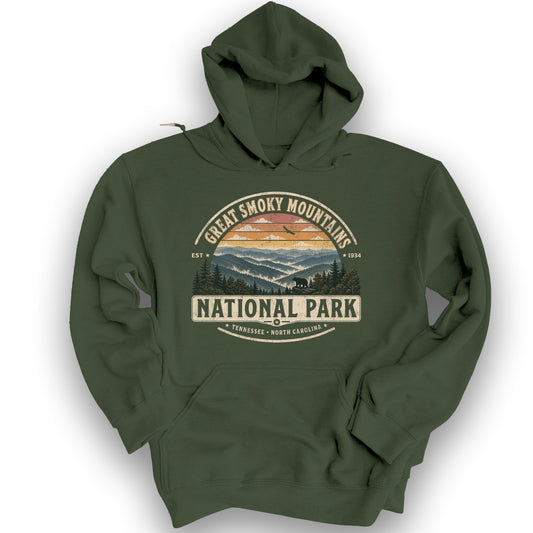 Great Smoky Mountains Medallion Hoodie - Military Green