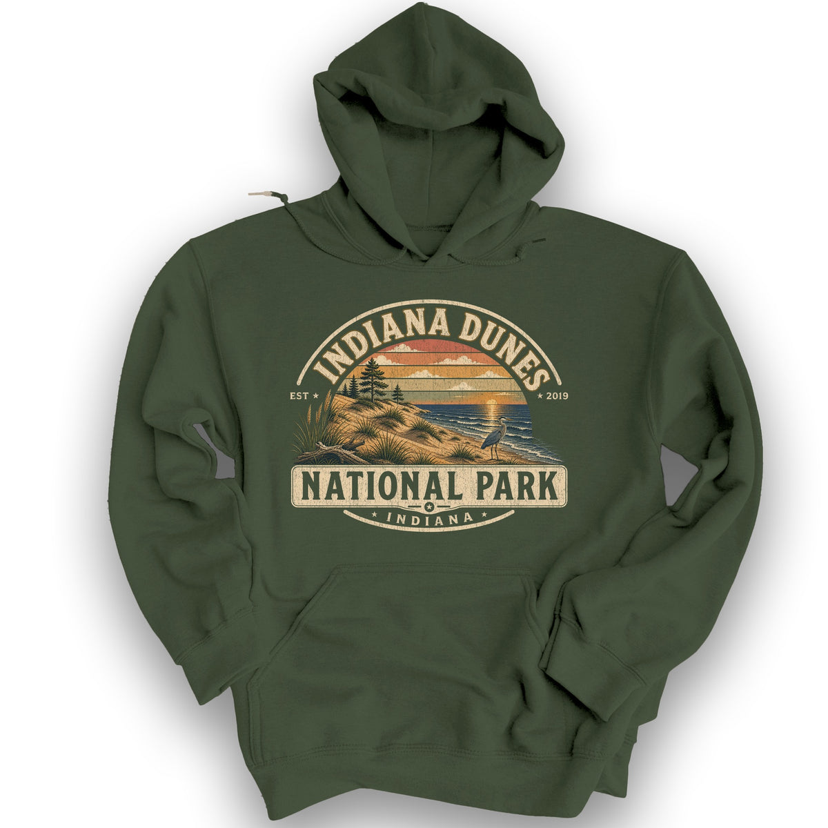 Indiana Dunes Medallion Hoodie - Military Green
