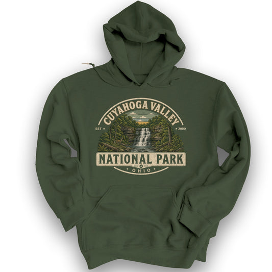 Cuyahoga Valley Medallion Hoodie - Military Green