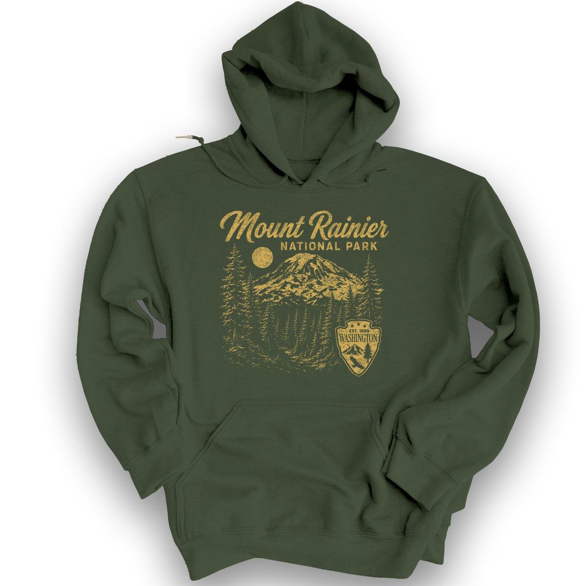 Mount Rainier Vintage Sketch Hoodie - Military Green