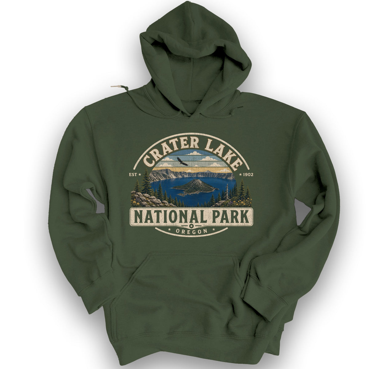 Crater Lake Medallion Hoodie - Military Green