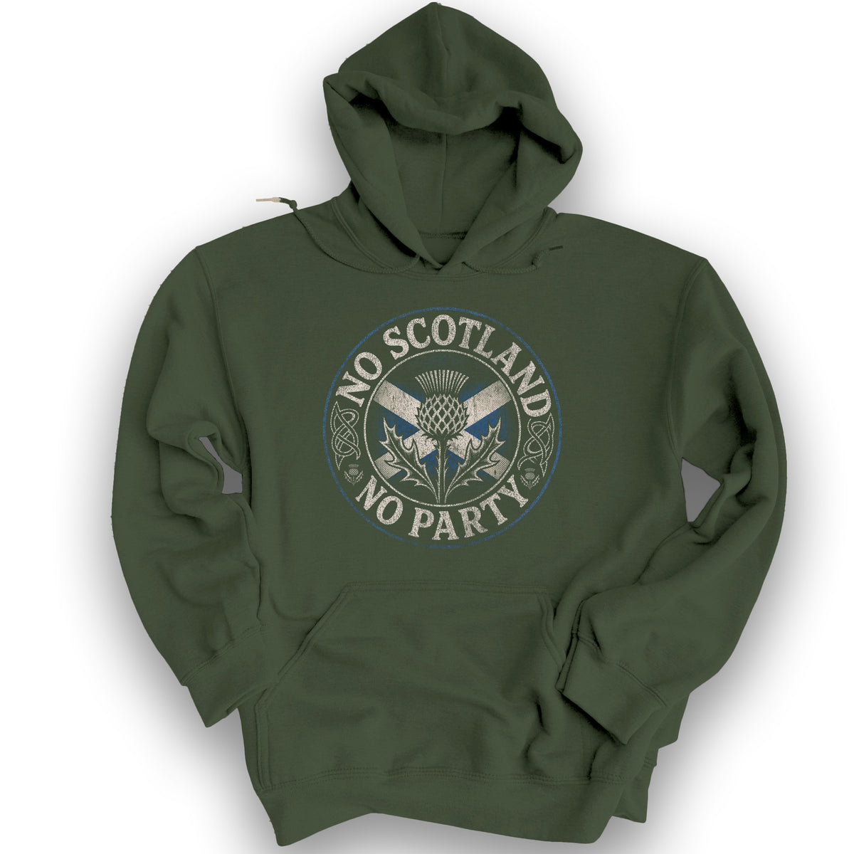 Scotland No Party Badge Hoodie - Military Green