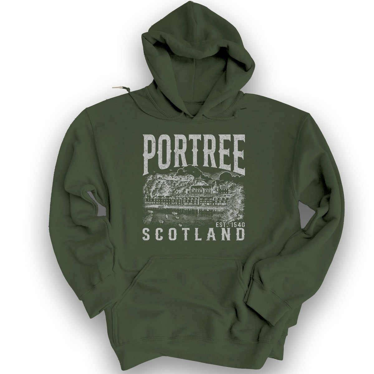 Portree Scotland Hoodie - Military Green