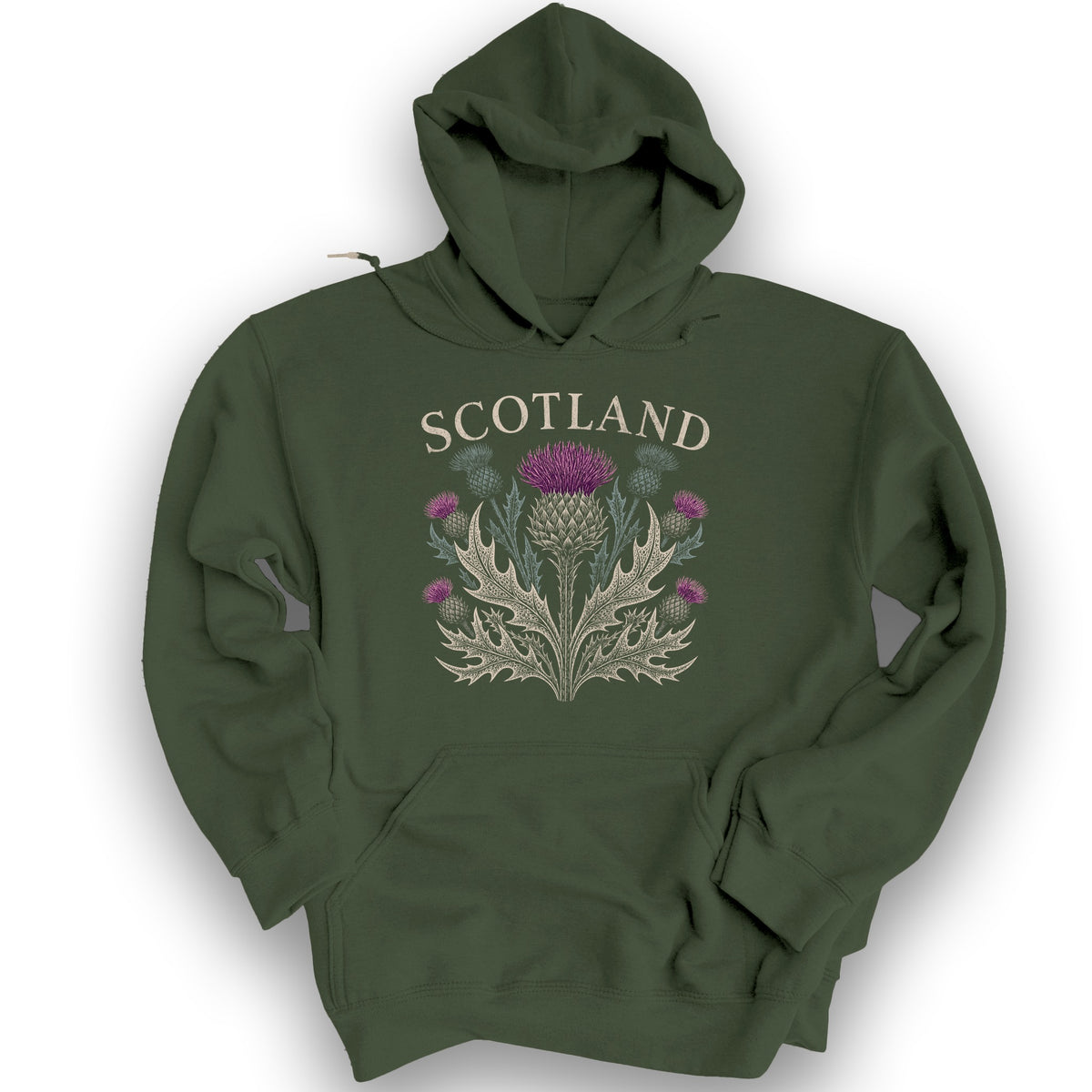 Scotland Thistle Echo Hoodie - Military Green