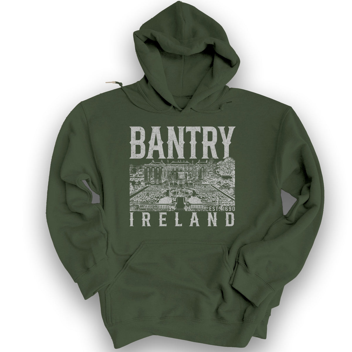 Bantry Ireland Sketch Hoodie - Military Green