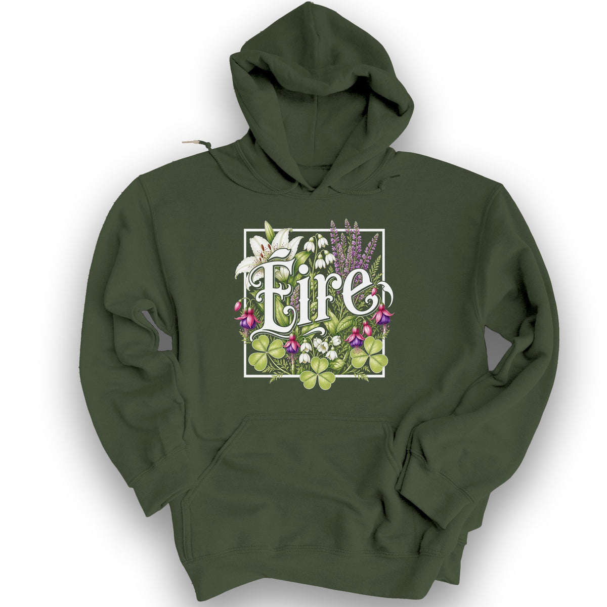 Eire Floral Hoodie - Military Green