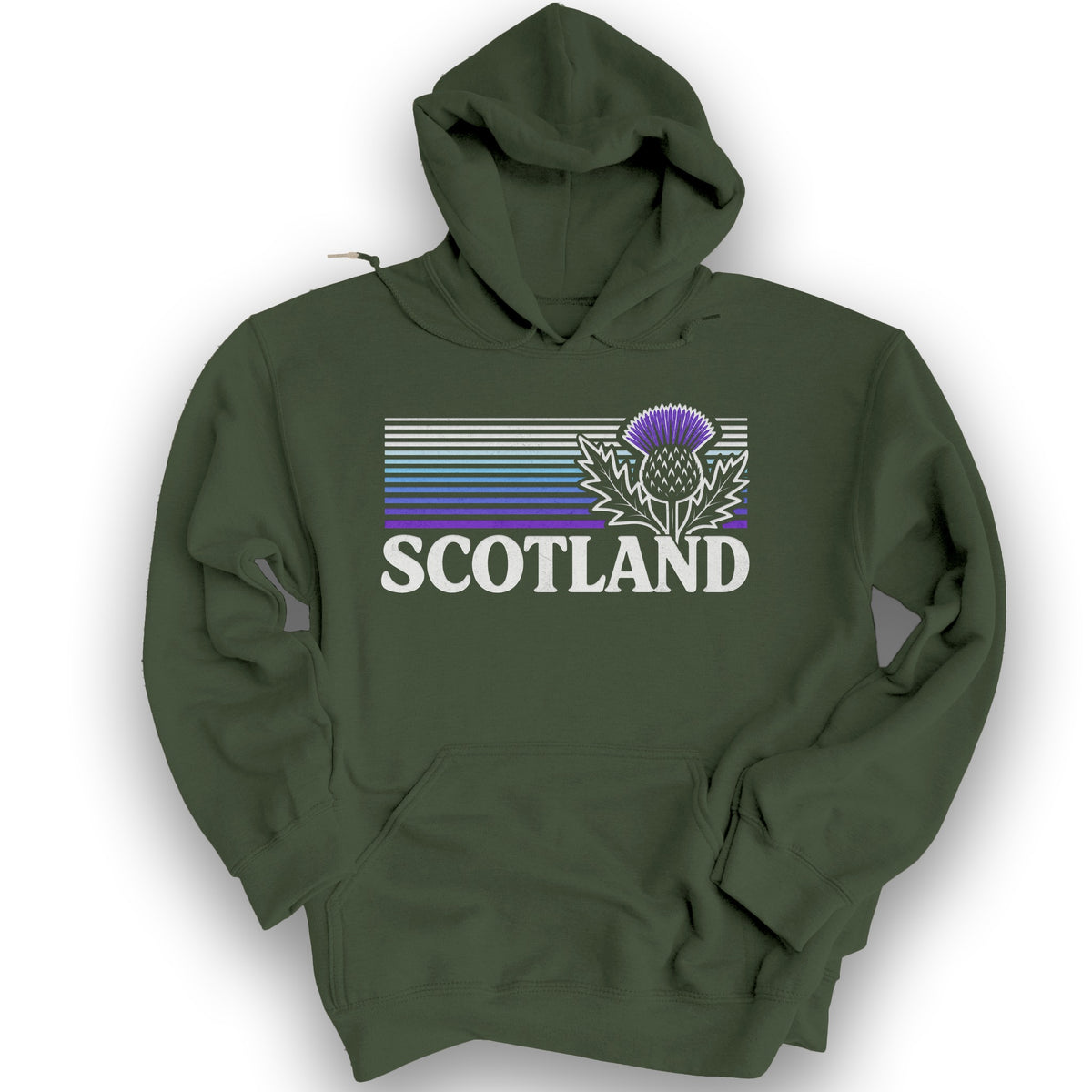 Scotland Retro Thistle Hoodie - Military Green