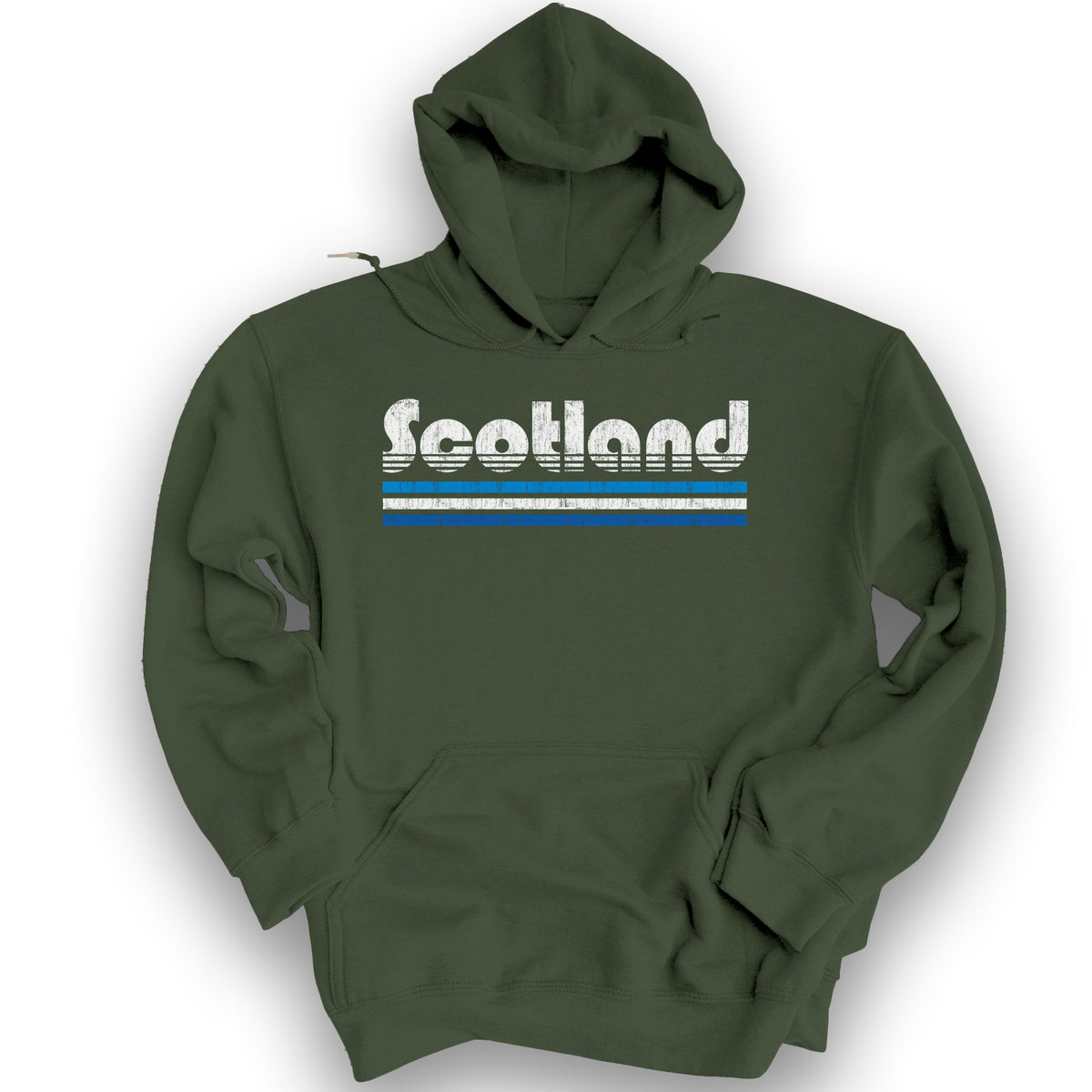 Scotland Retro Stripe Hoodie - Military Green