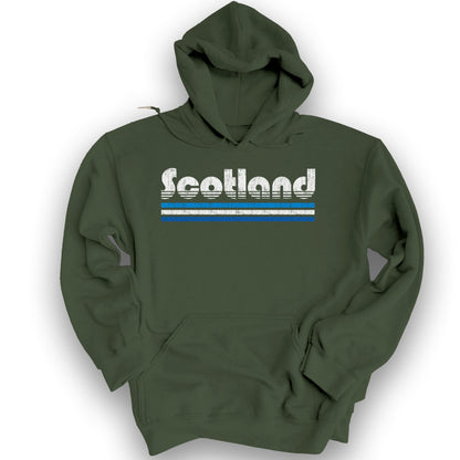 Scotland Retro Stripe Hoodie - Military Green