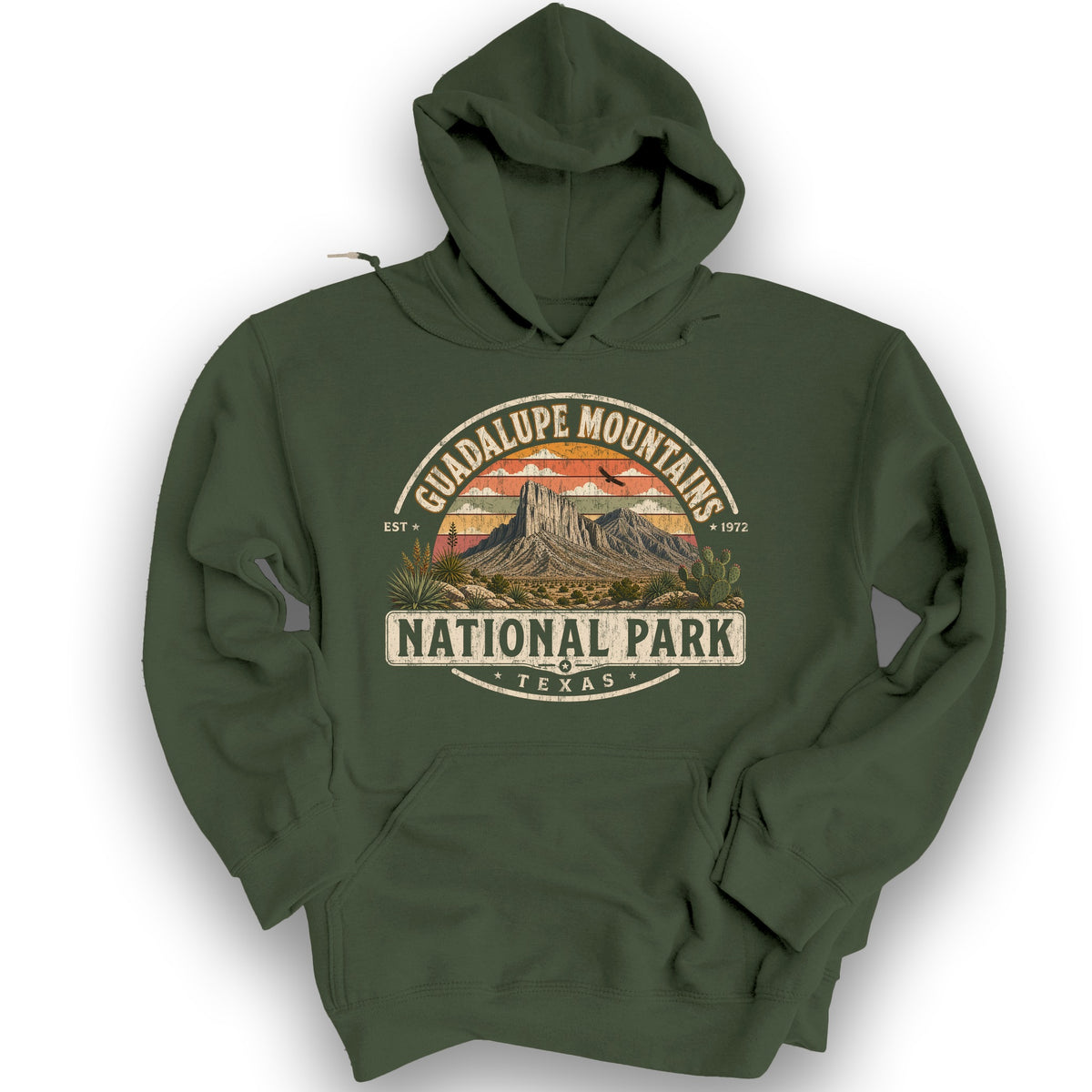 Guadalupe Mountains Medallion Hoodie - Military Green
