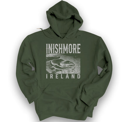 Inishmore Ireland Sketch Hoodie - Military Green