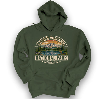 Lassen Volcanic Medallion Hoodie - Military Green