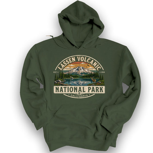 Lassen Volcanic Medallion Hoodie - Military Green