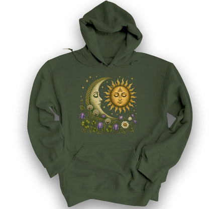 Irish Celtic Celestial Hoodie - Military Green