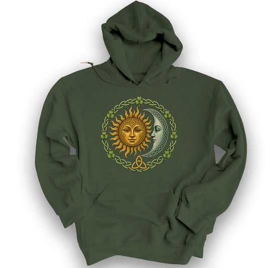 Celtic Lunar Ring Hoodie - Military Green