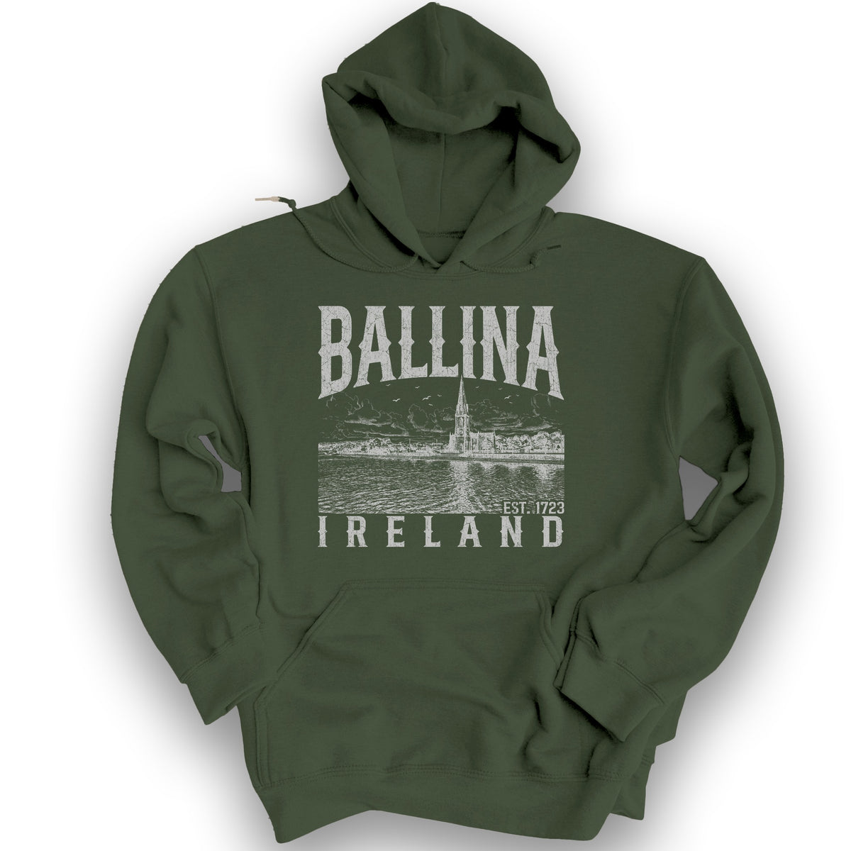 Ballina Ireland Sketch Hoodie - Military Green