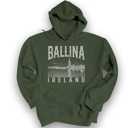 Ballina Ireland Sketch Hoodie - Military Green