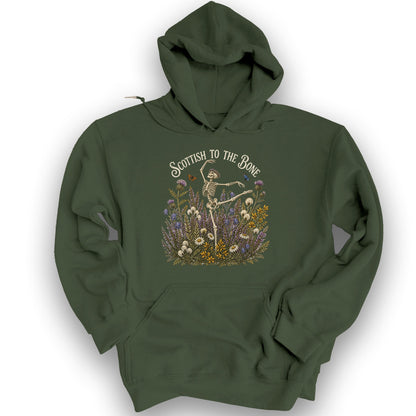 Scottish Floral Bone Hoodie - Military Green
