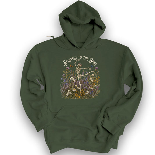 Scottish Floral Bone Hoodie - Military Green