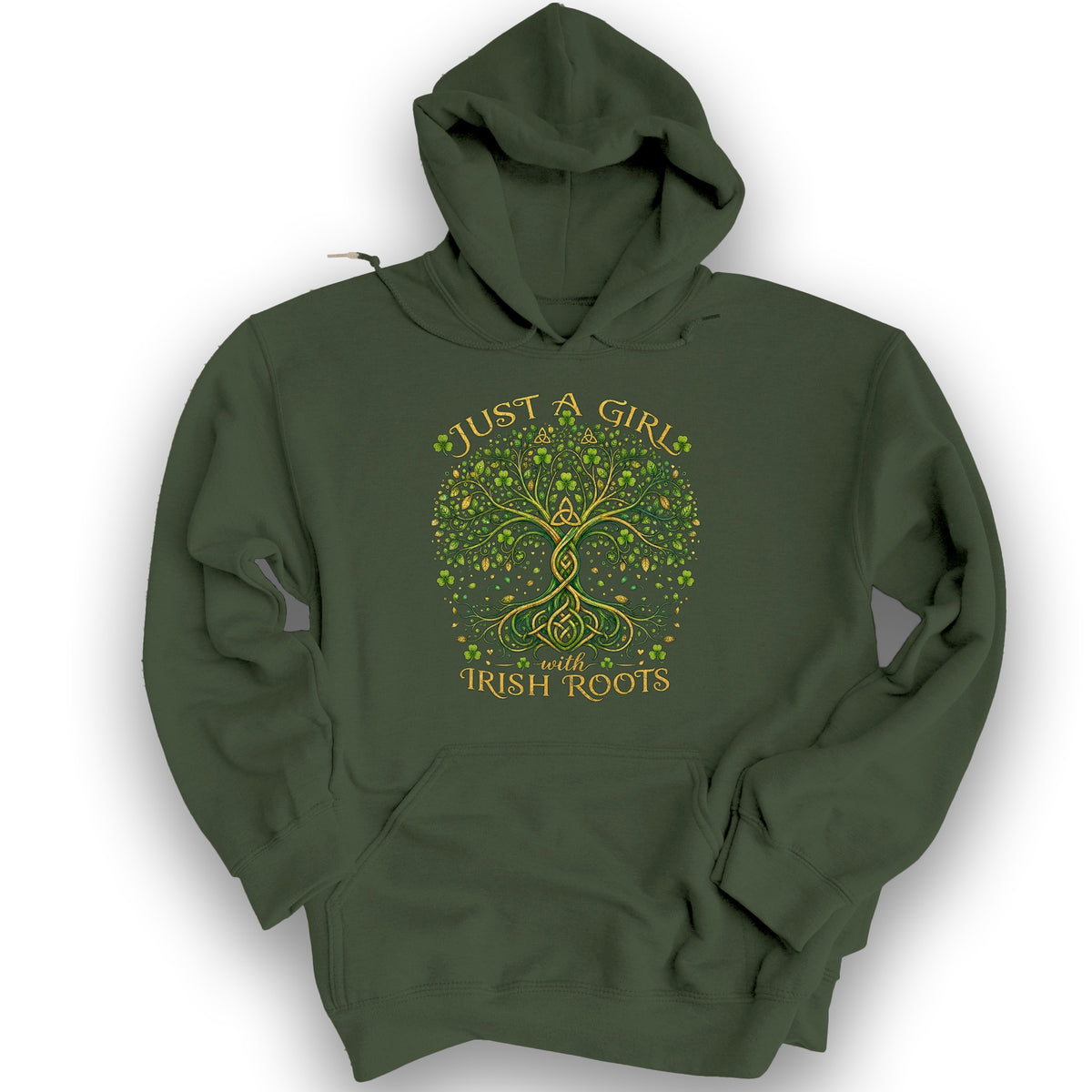 Irish Roots Girl Hoodie - Military Green