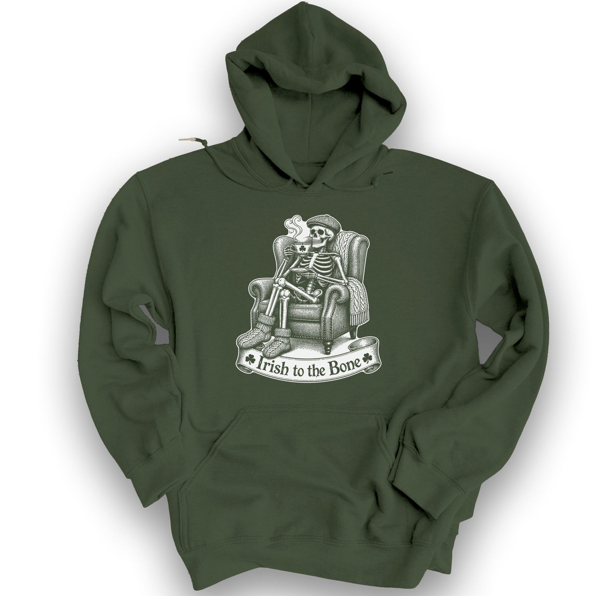 Irish Bone Tea Hoodie - Military Green
