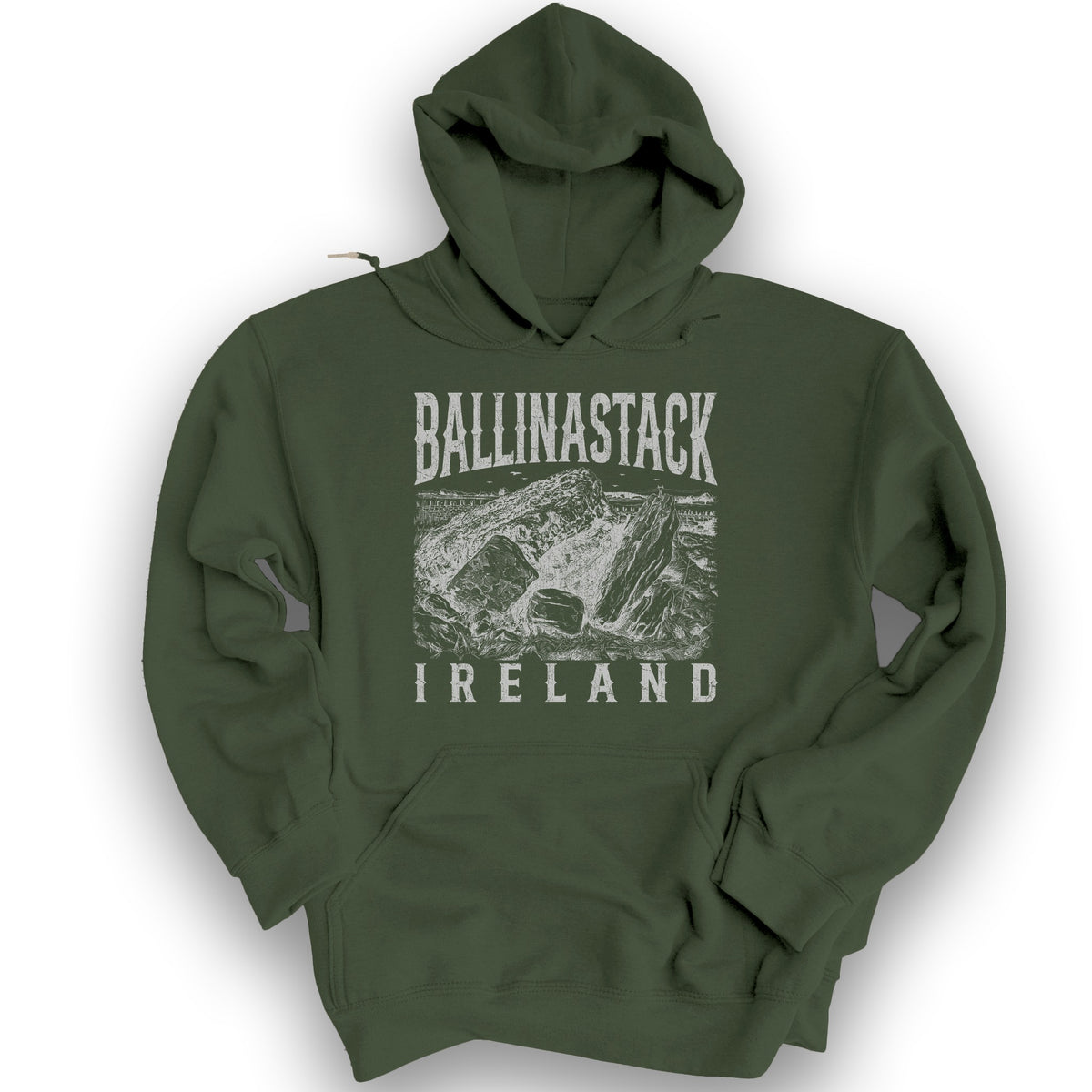 Ballinastack Ireland Sketch Hoodie - Military Green