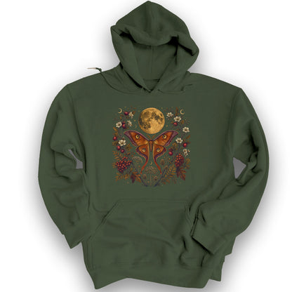 Harvest Moon Moth Hoodie - Military Green