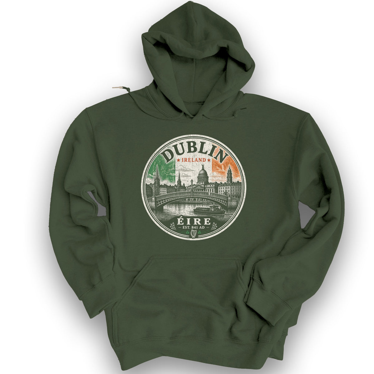 Dublin Badge Hoodie - Military Green