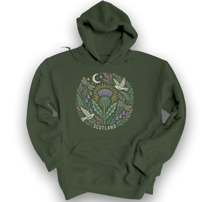Scotland Thistle Doves Hoodie - Military Green