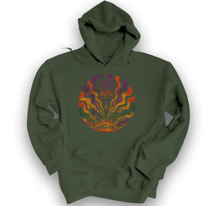 Groovy Scotland Thistle Hoodie - Military Green
