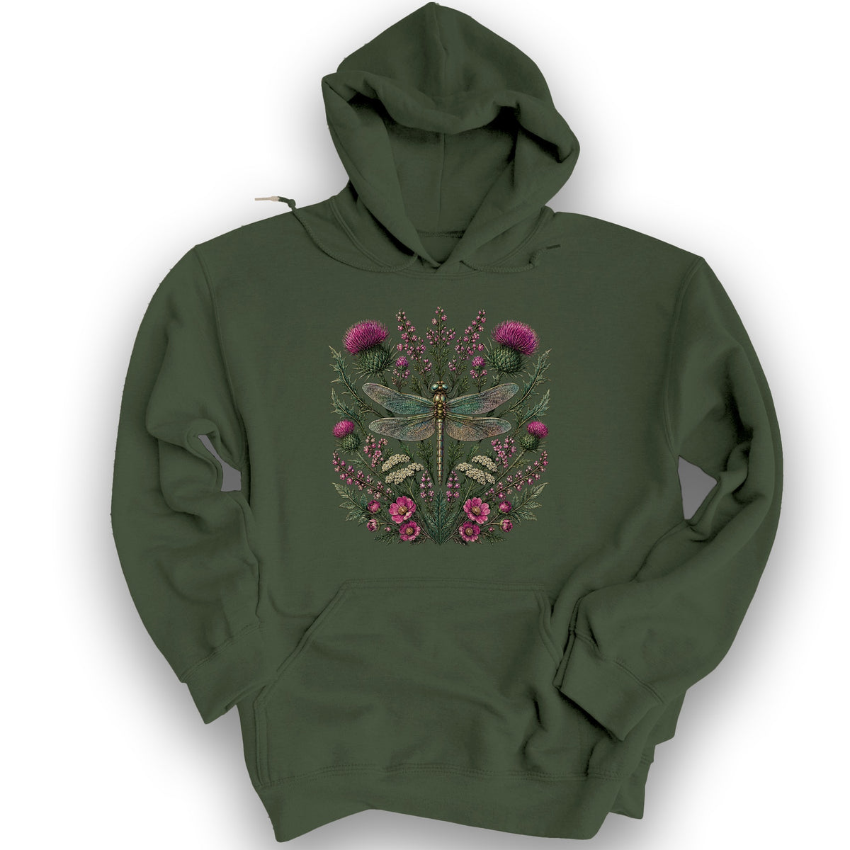 Wild Dragonfly Thistle Hoodie - Military Green