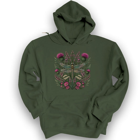 Wild Dragonfly Thistle Hoodie - Military Green
