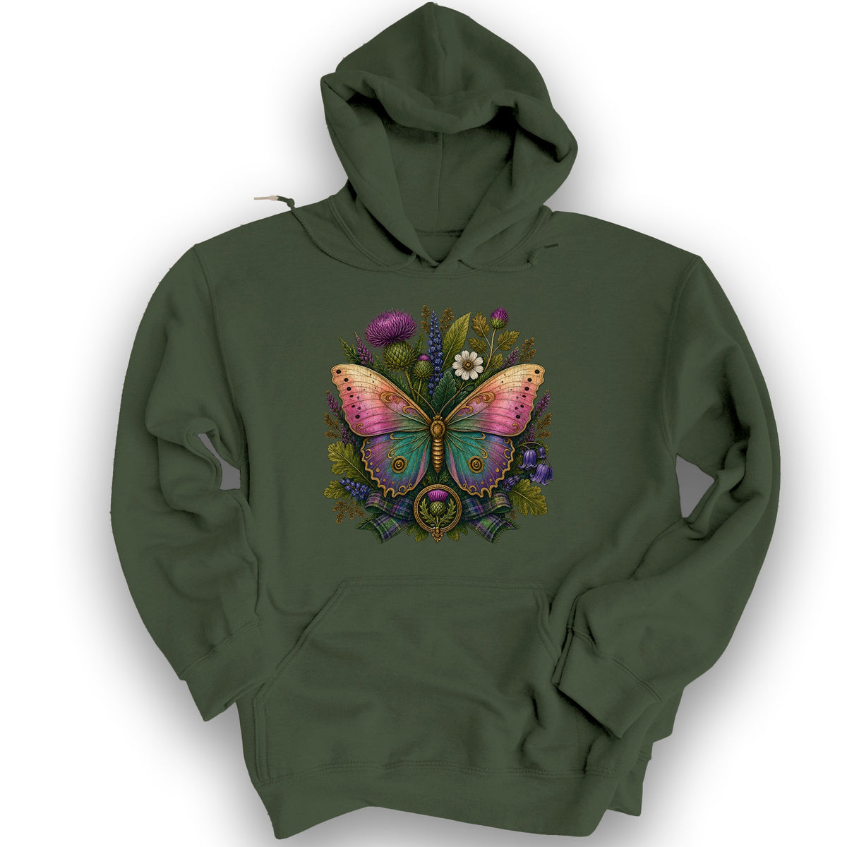 Scottish Bloom Hoodie - Military Green