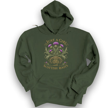 Scottish Roots Girl Hoodie - Military Green