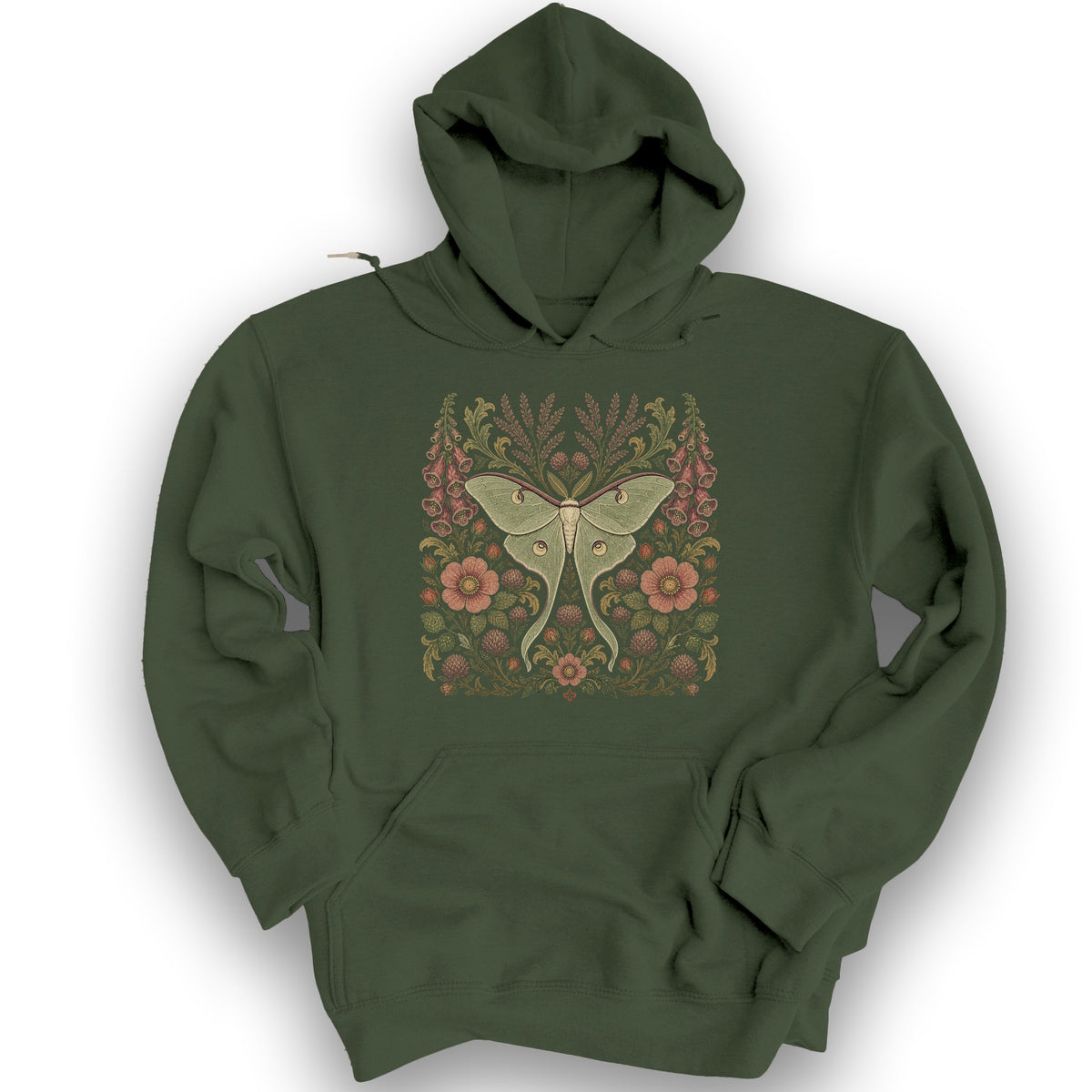 Luna Florals Hoodie - Military Green