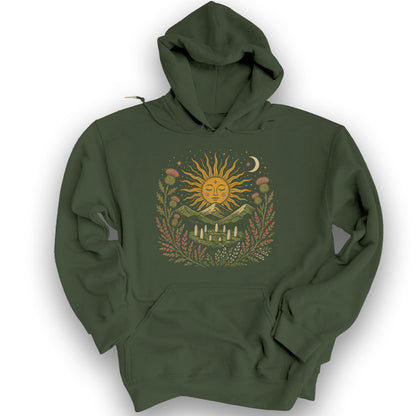 Celestial Standing Stones Hoodie - Military Green