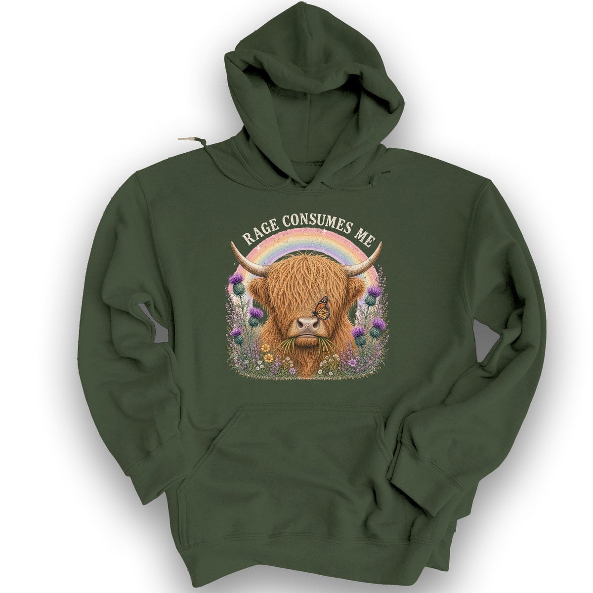 Raging Coo Rainbow Hoodie - Military Green