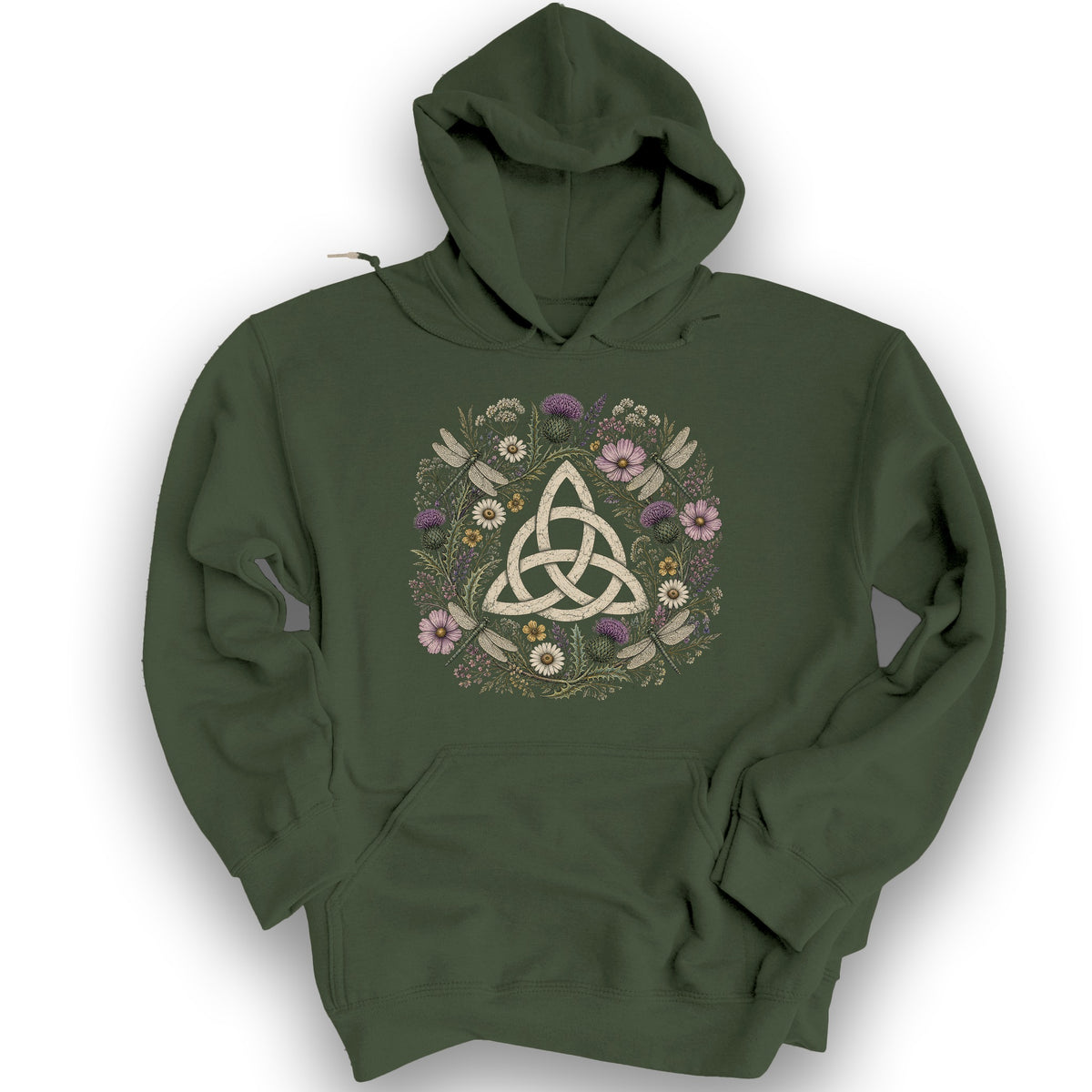 Trinity Knot Wreath Hoodie - Military Green