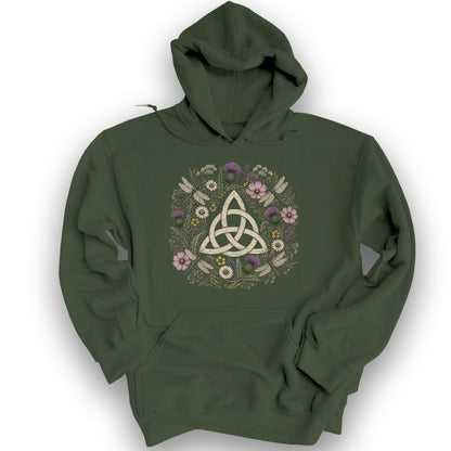 Trinity Knot Wreath Hoodie - Military Green