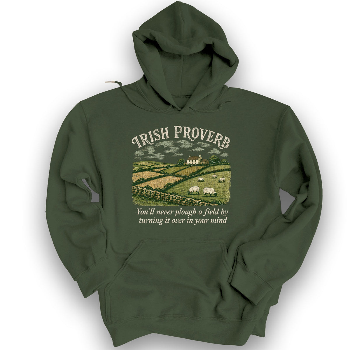 Plough Proverb Hoodie - Military Green