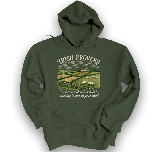 Plough Proverb Hoodie - Military Green