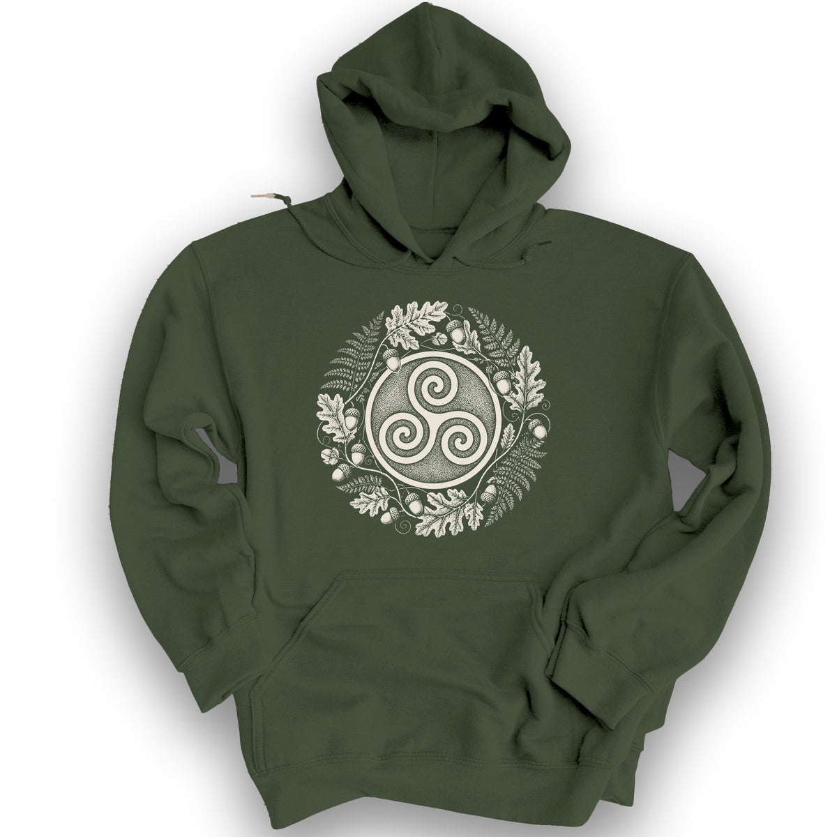 Autumn Triskele Wreath Hoodie - Military Green