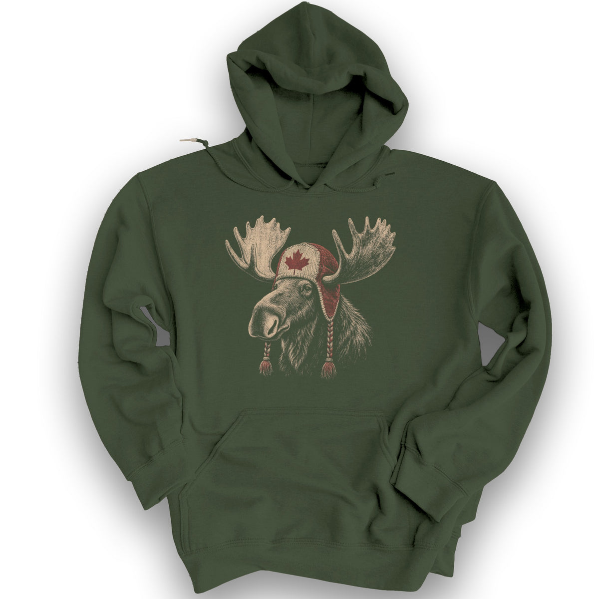 Canada Moose Cap Hoodie - Military Green