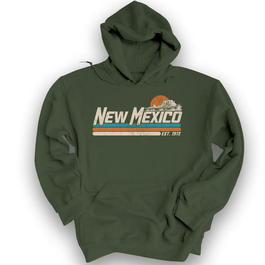 New Mexico Retro Stripe Hoodie - Military Green