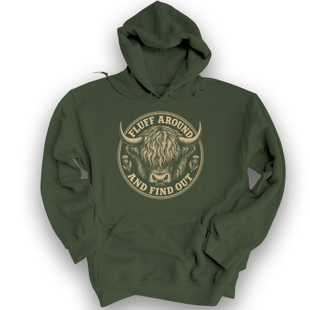 Fluff Around Coo Hoodie - Military Green