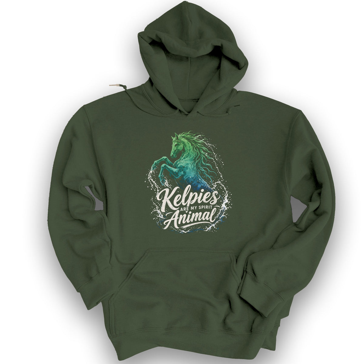 Kelpie Spirit Animal Hoodie - Military Green