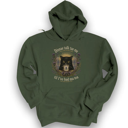 Dinnae Talk Cat Hoodie - Military Green
